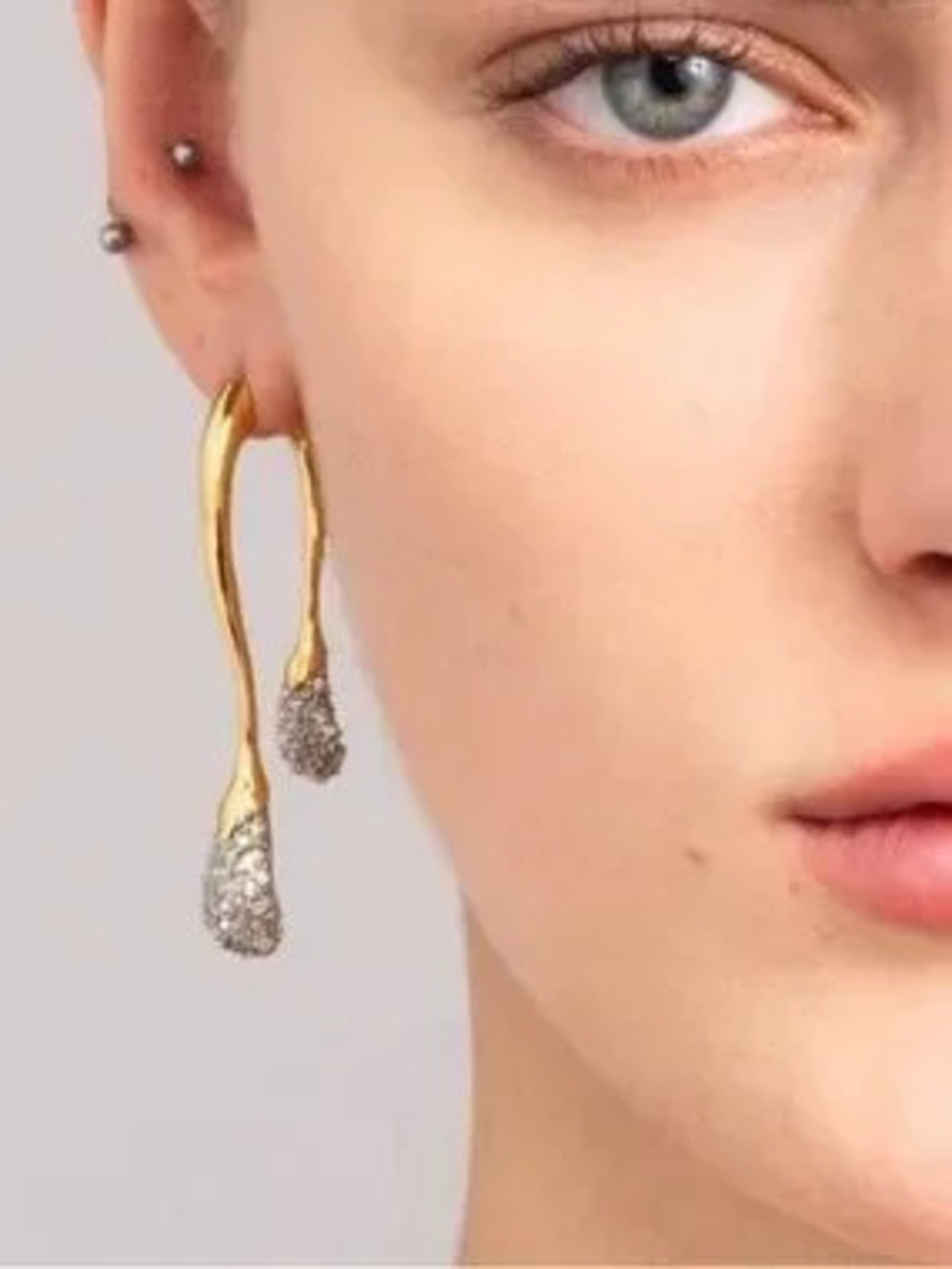 Modern Molten Gold Rhinestone Earrings